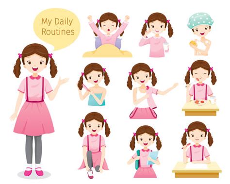 Girl Getting Ready For School Illustrations Royalty Free Vector