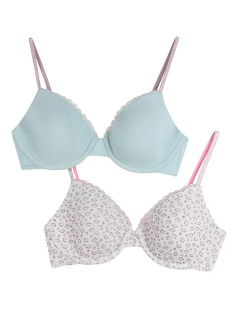 2 pack cotton rich moulded underwired assorted full cup bras angel mands