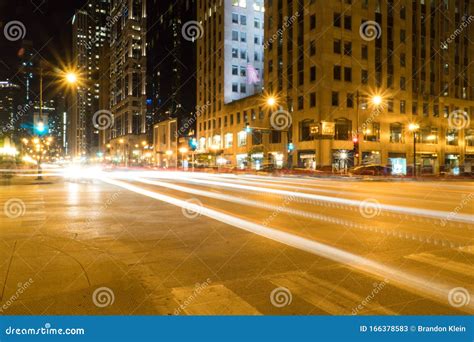 Night Time Long Exposure Of Busy Urban Road Way Stock Image Image Of