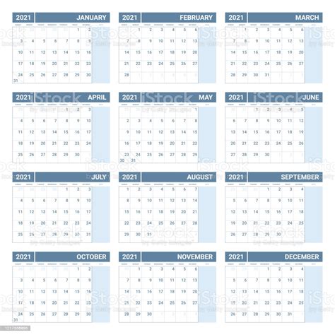 Printable 2021 Yearly Calendar Template In Simple Design ...