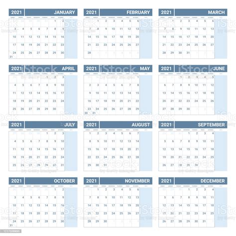 The flourishing abode blog planning worksheet. Printable 2021 Yearly Calendar Template In Simple Design Stock Illustration - Download Image Now ...