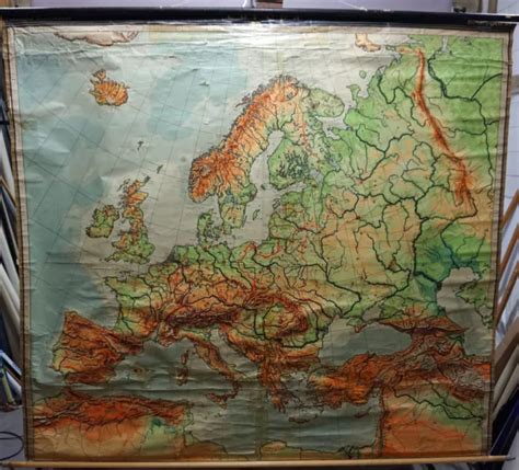 Vintage Map Of Europe Rollable Mural Wall Chart Poster Print Eur 15272