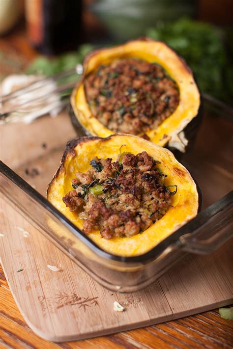 Cozy Winter Dinner For Four Turkey And Herb Stuffed Acorn Squash