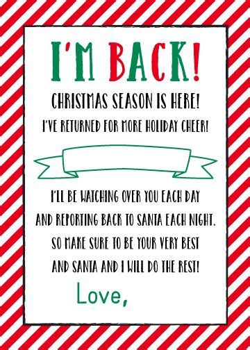 Elf On The Shelf I M Back Letter Free Printable