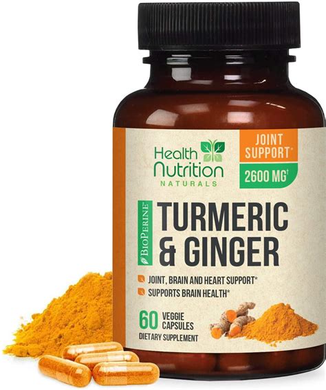 Turmeric Curcumin With Ginger BioPerine 95 Curcuminoids 2600mg 60