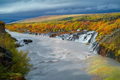 Iceland Nature Landscape Hraunfossar Waterfall Stock Image Image Of