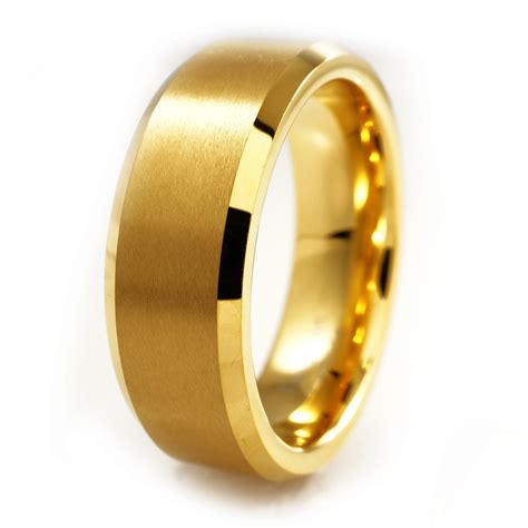 18k Gold Tungsten Carbide Ring 8mm Nivs Bling