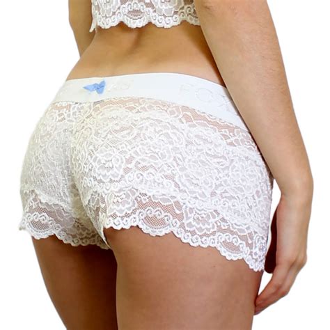 Bridal Panties Ivory Lace Boxers With Something Blue Bow