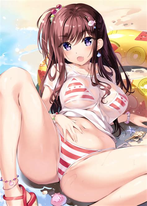 Oryo Oryo04 Original Absurdres Highres Scan 1girl O Anklet Ass Bare Legs Beach