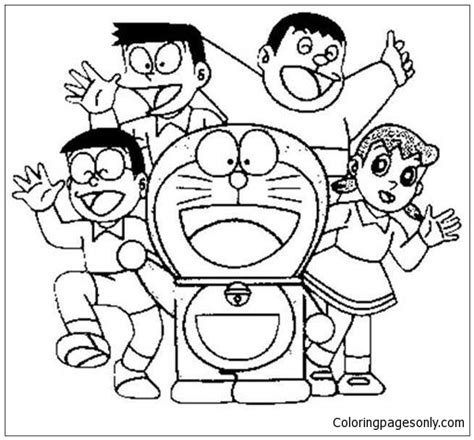 Doraemon And His Friends Coloring Page Free Printable Coloring Pages