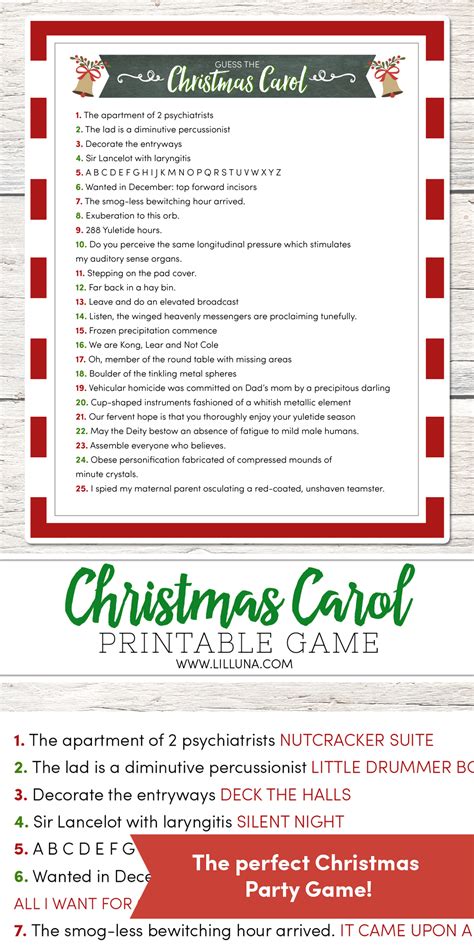Christmas Carol Game Printable Free Free Printable