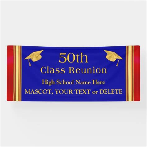 Blue Red Gold Custom 50th Class Reunion Banners
