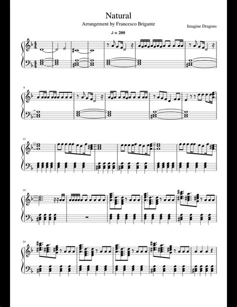 Imagine Dragons Natural Sheet Music For Piano Download Free In Pdf Or