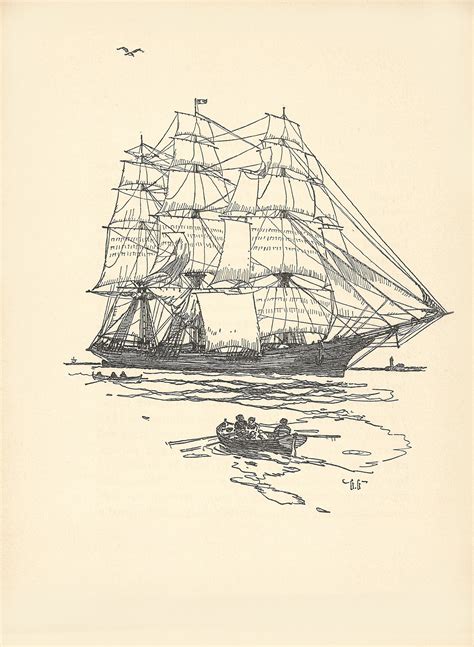 The Clipper Ship Of 1850 7 X 11 Print On Paper From The Book Of