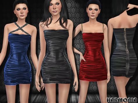 The Sims Resource Party Ready Leather Dress By Harmonia Sims 4 Downloads