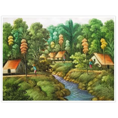 Lukisan Pemandangan Kampung Sawah Padi Pin On Lukisan Fokus Belajar