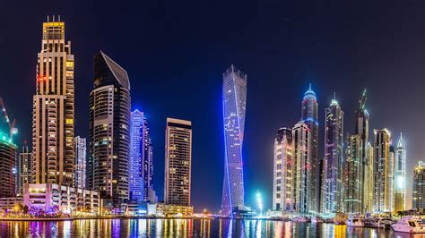 Dubai Skyline At Night Uhd 4k Wallpaper Pixelz