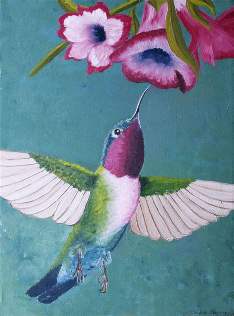 Ruby Throated Hummingbird Painting By Cecilia Stevens Fine Art America