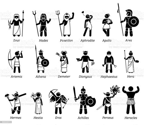 La Mythologie Grecque Dieux Et Déesses Caractères Icon Set Vecteurs