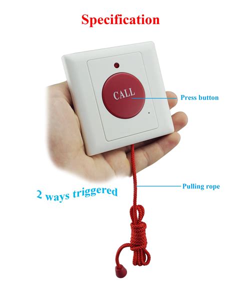 wired emergency press call button with pulling rope switch button