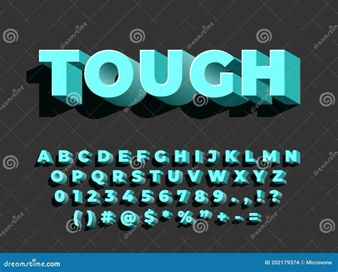 Bold 3d Font Strong Typography Retro Style Alphabet Stock Vector