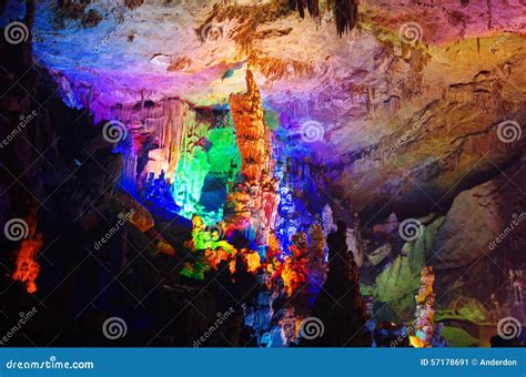 Colorful Cave In Yaolin Wonderland Editorial Photo Image Of
