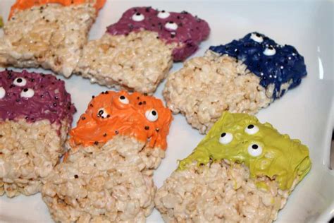 Monster Rice Krispie Treats For Halloween Mom With Cookies