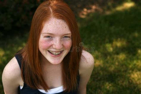 Pretty Red Haired Girl With Freckles Stock Image Image Of Freckles
