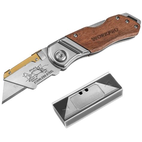 Amazon Basics Folding Utility Knife Lightweight Aluminum Body