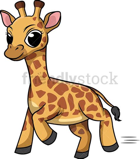 Giraffe Running Cartoon Clipart Vector Friendlystock