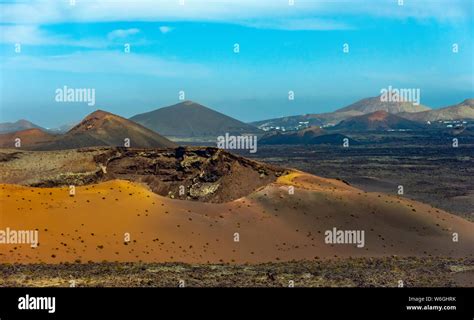 Volcanic Landscape And Volcano Crater At Timanfaya National Park
