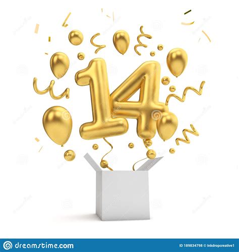 Happy 14th Birthday Gold Foil Balloon Greeting Background Vector Illustration Cartoondealer