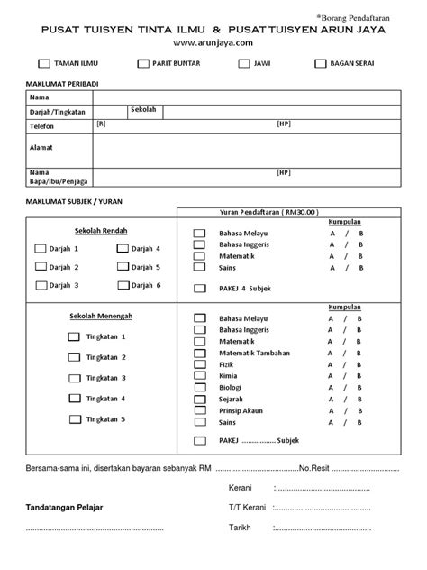 Borang pendaftaran muet sesi 3 2020 online. Contoh Borang Pendaftaran Kelas Tuisyen