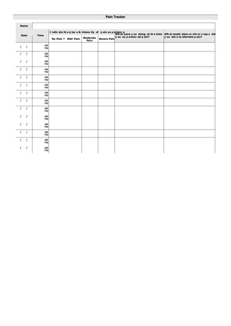 pain tracker template printable