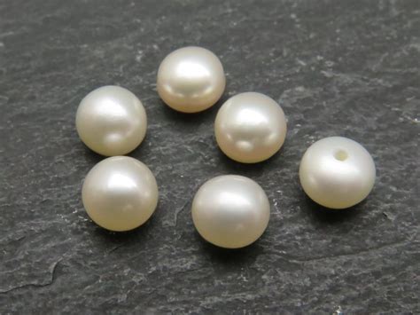 Freshwater Pearl Ivory Button Various Sizes Half Drilled Single