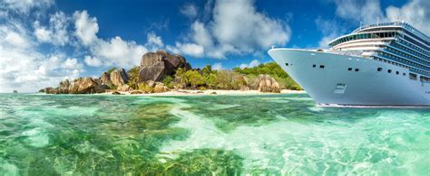 Luxury Cruise Boat With Tropical Seychelles Island Stock Photo Image