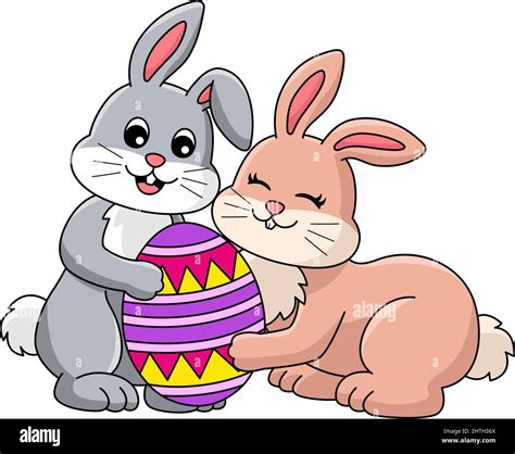 Rabbit Holding Easter Egg Cartoon Illustration Stock Vector Image And Art