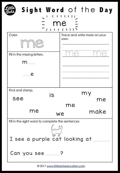 Dolch Sight Words Activities Pre-Primer / Pre-K Level