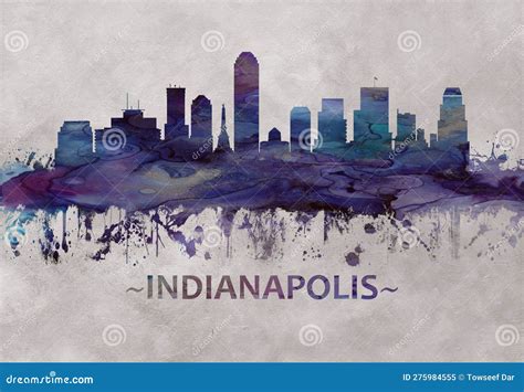 Indianapolis Indiana Skyline Stock Image Image Of Purple Text 275984555
