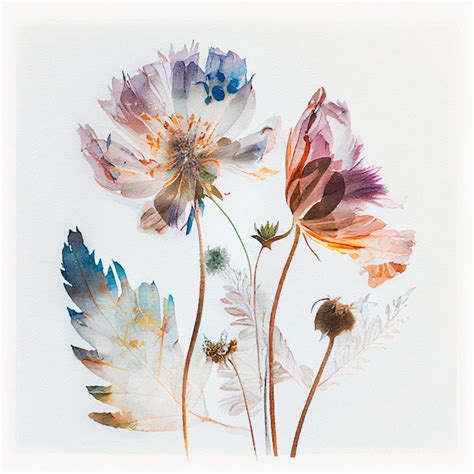 Premium Photo Abstract Double Exposure Watercolor Pressed Flower