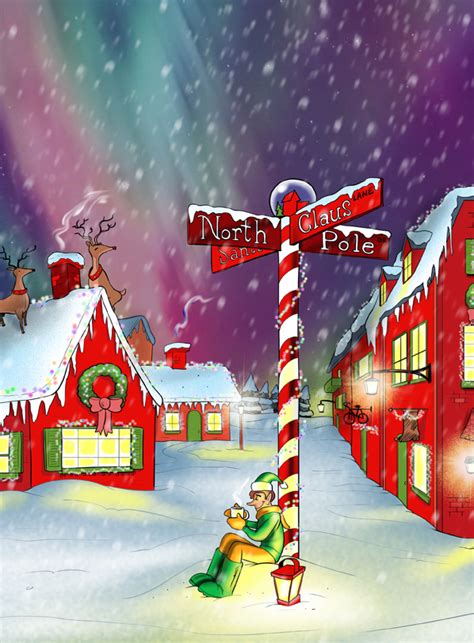 North Pole Cartoon Santa S Workshop Cartoon