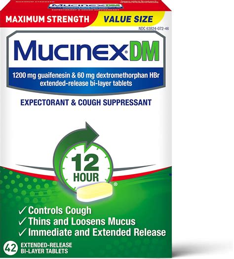 Buy Cough Suppressant And Expectorant Mucinex Dm Maximum Strength 12 Hourtablets 42ct 1200 Mg