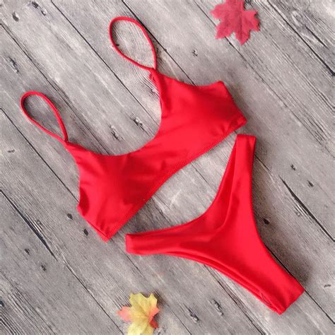 Buy Swimwear Women Halter Push Up Bikini Set Padded Bra Sexy Swimsuit Bandage Swim Suit