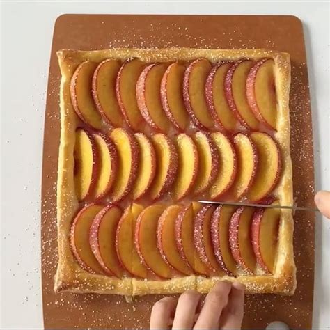 5 ingredient puff pastry peach tart recipe the feedfeed
