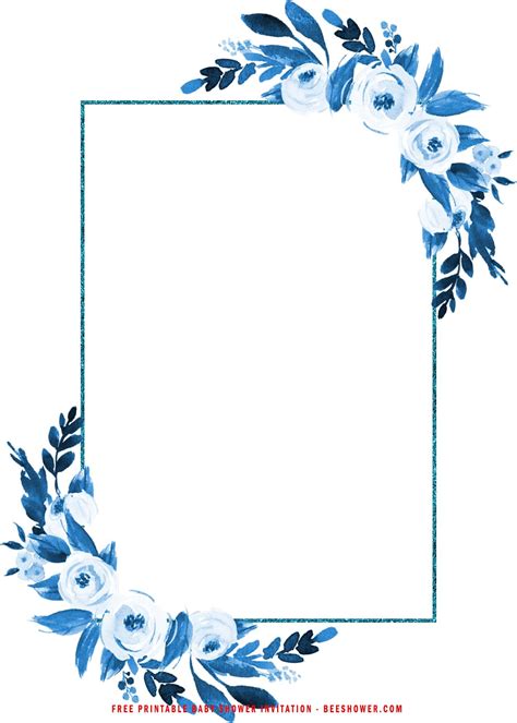 Free Printable Dusty Blue Bridal Shower Invitation Templates Blue