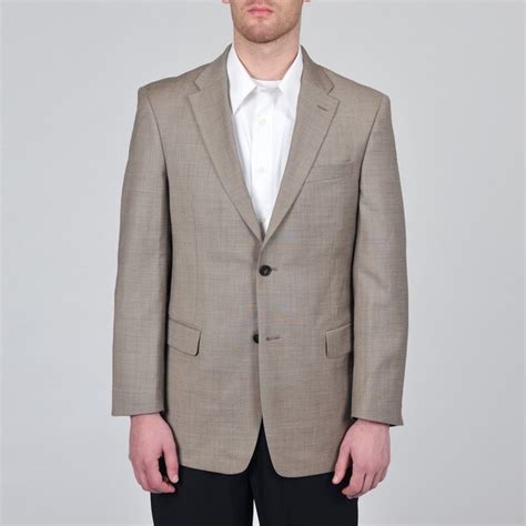 Tommy Hilfiger Mens Trim Fit Tan Sharkskin Suit Jacket Overstock