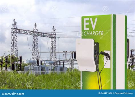 Electric Vehicle Charging Ev Station And Plug Of Power Cable Supply For