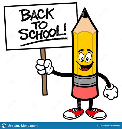 Back To School Pencil With A Sign Stock Vector Illustration Of