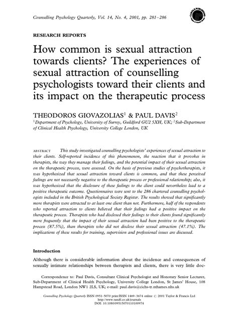 Pdf How Common Is Sexual Attraction Toward Clients The Experiences Of Sexual Attraction Of