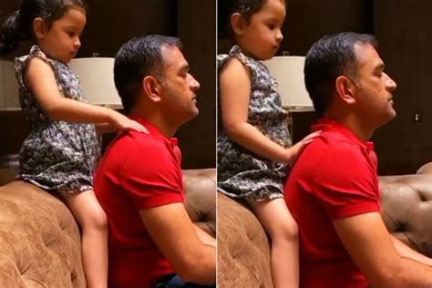 adorable video of ziva giving ms dhoni a shoulder massage goes viral shortpedia news app